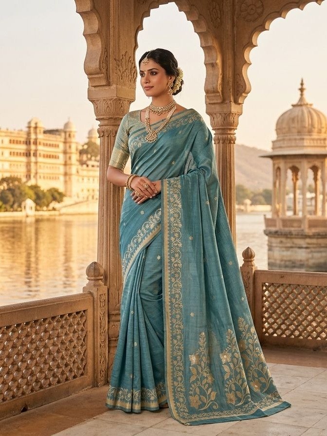 steel blue or teal silk blend
