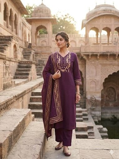 3-piece embroidered kurta set