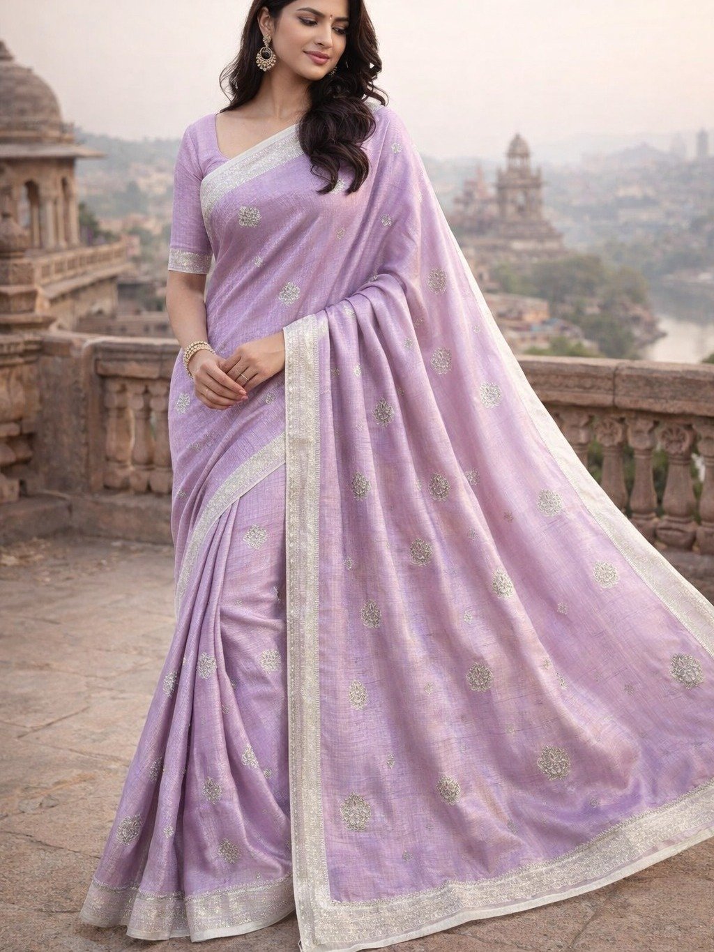 lavender georgette SAREE