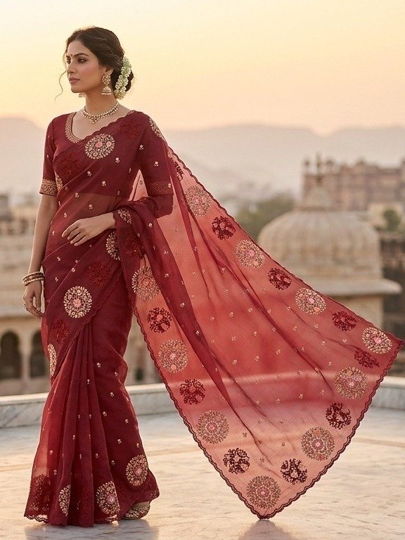 maroon KOTA SILK saree