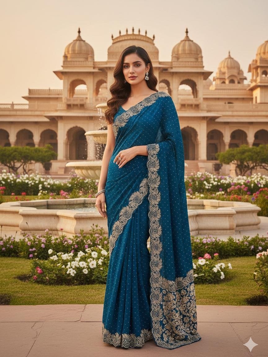  GEORGETTE FANDED FABRIC SAREE 