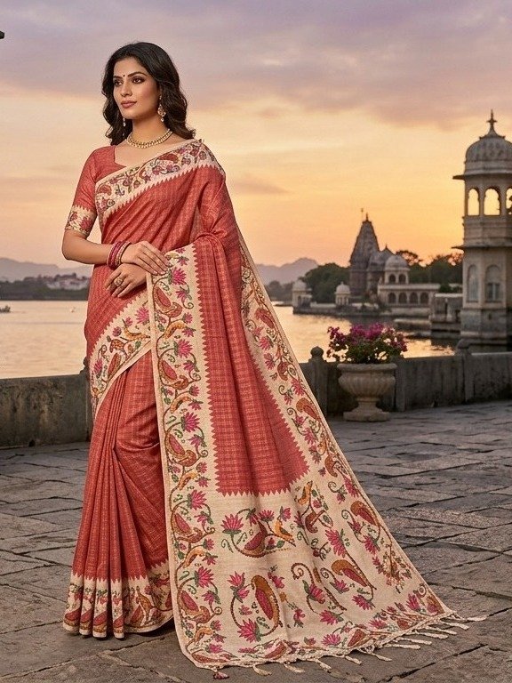rust-orange saree