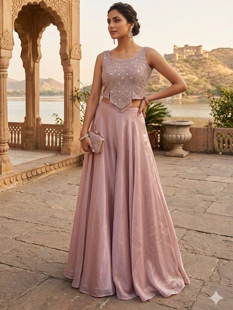 Lilac Indo-Western Skirt Set 