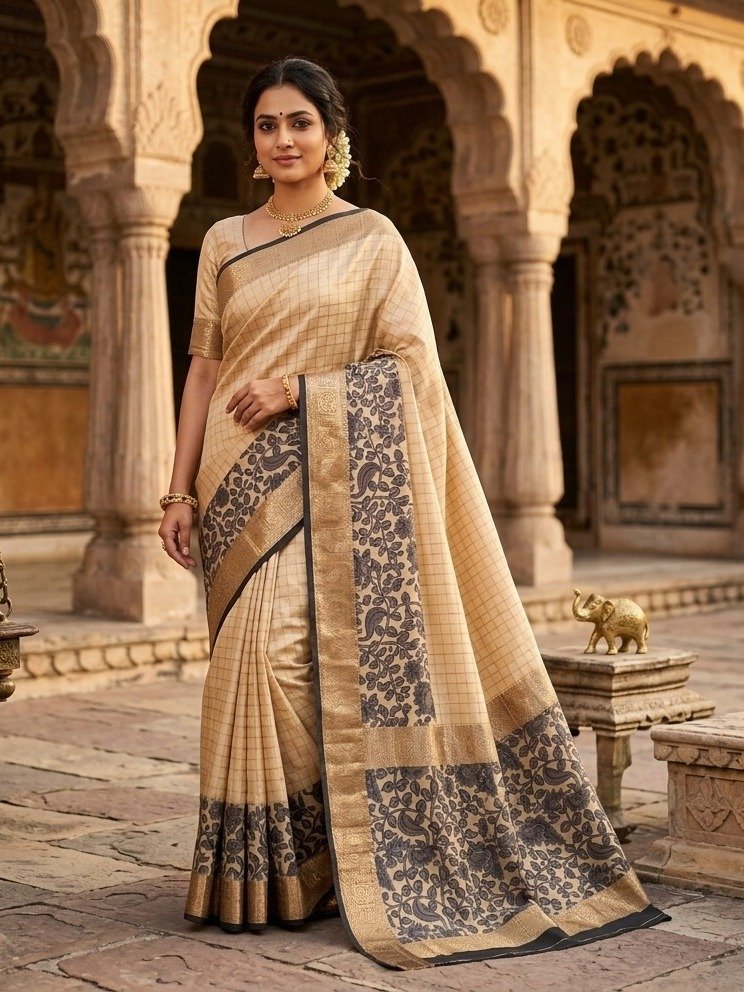 Chanderi silk blend saree
