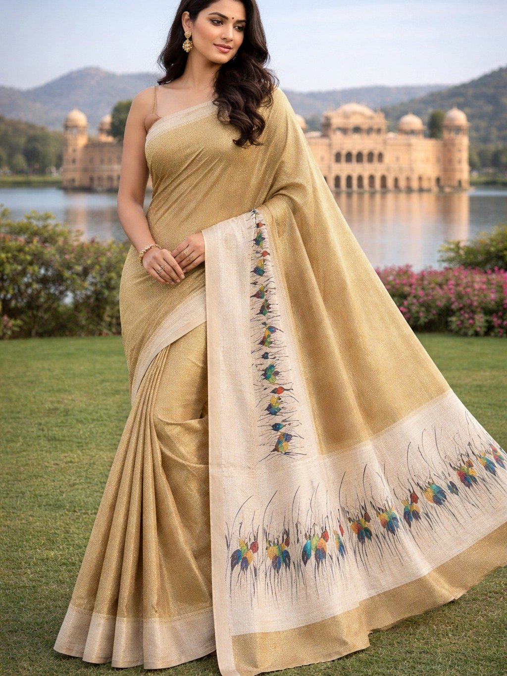  golden-beige saree
