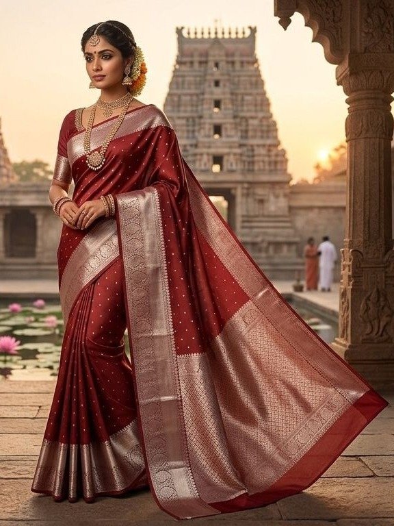  maroon pattu saree