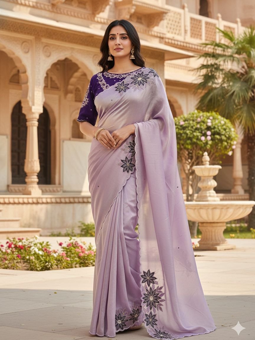 lavender saree with blouse 