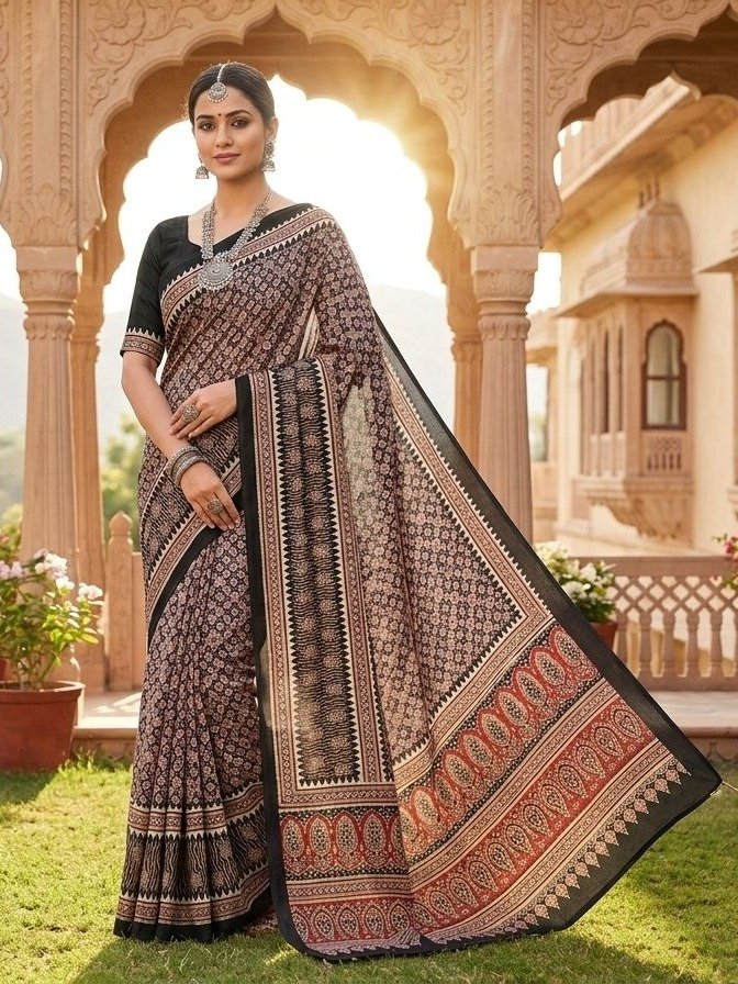  Ajrakh or block-printed SAREE 