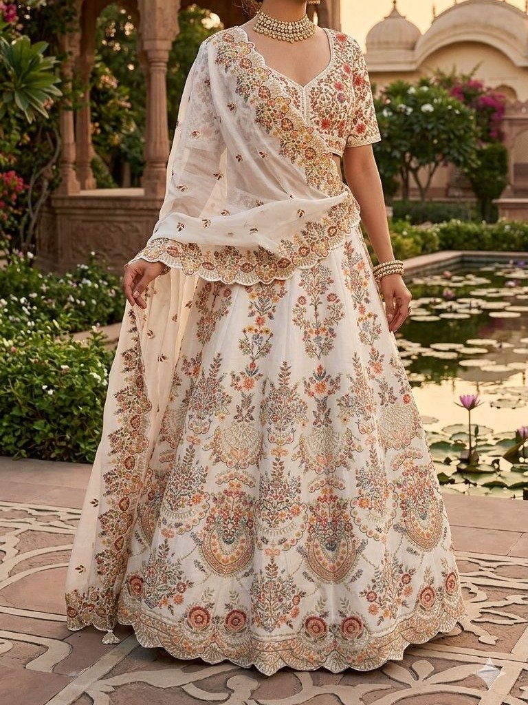 ivory bridal lehenga choli