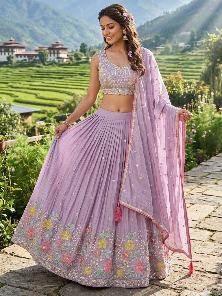  pastel lavender/lilac lehenga choli