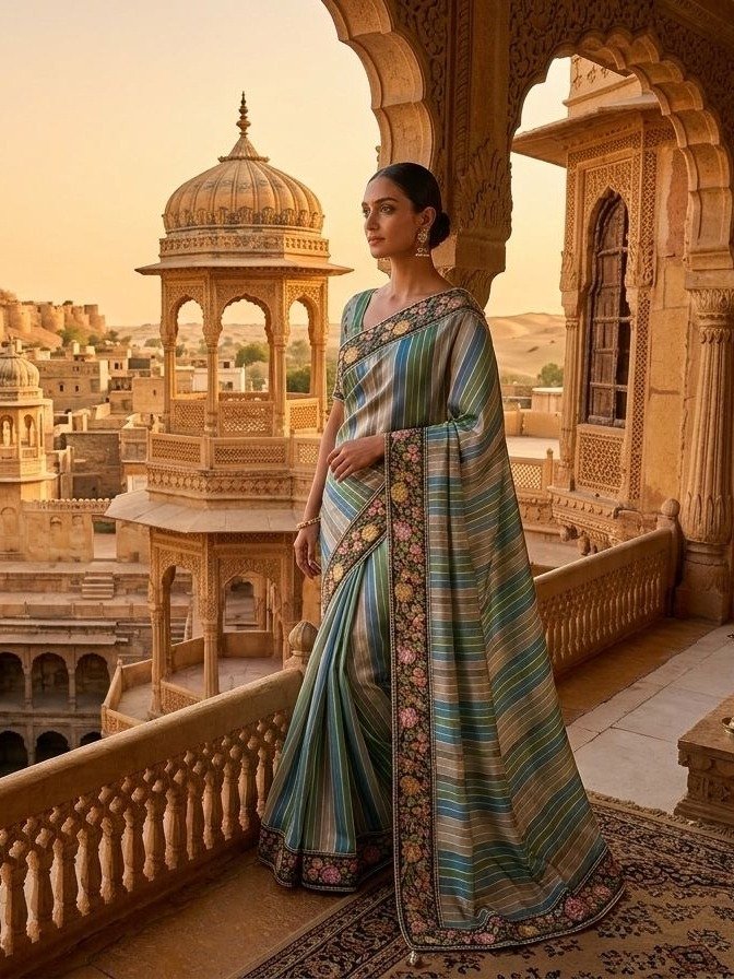 multicolored striped pattern SAREE 