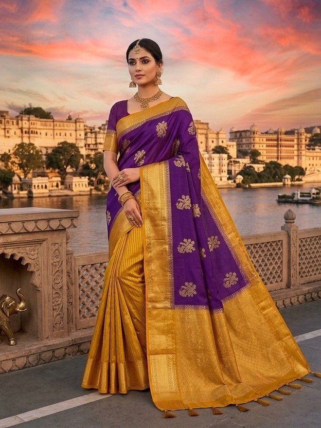 dual-tone Banarasi silk blend saree