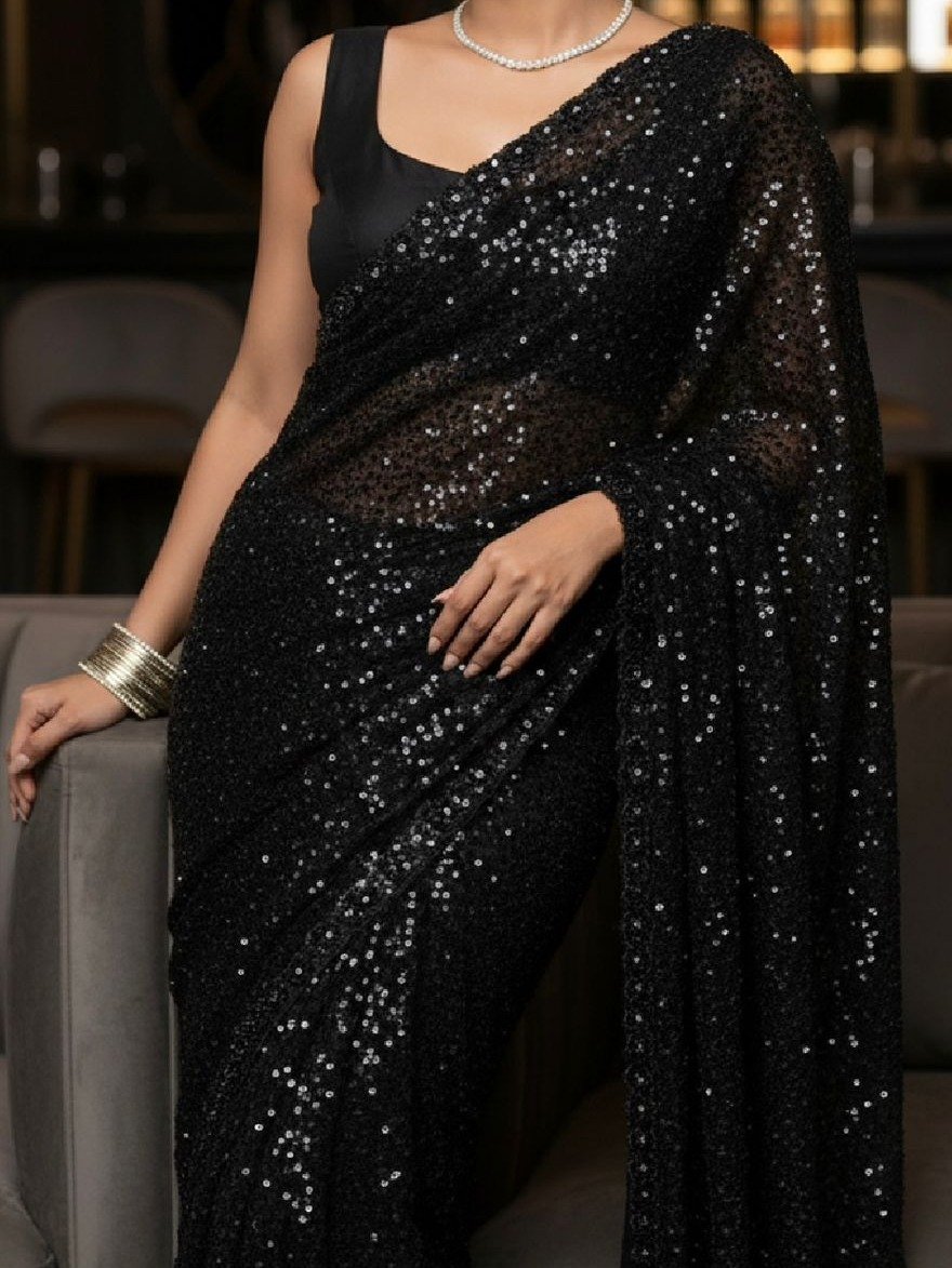 BLACK designer party wear SAREE