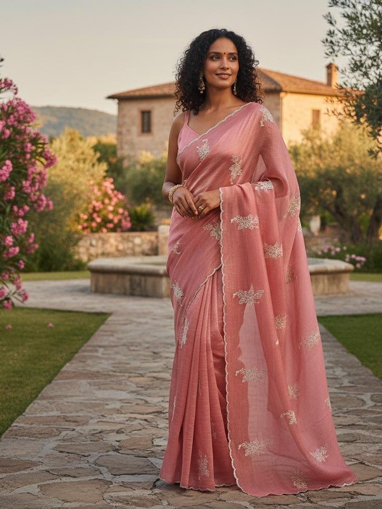 BABY PINK organza Saree 