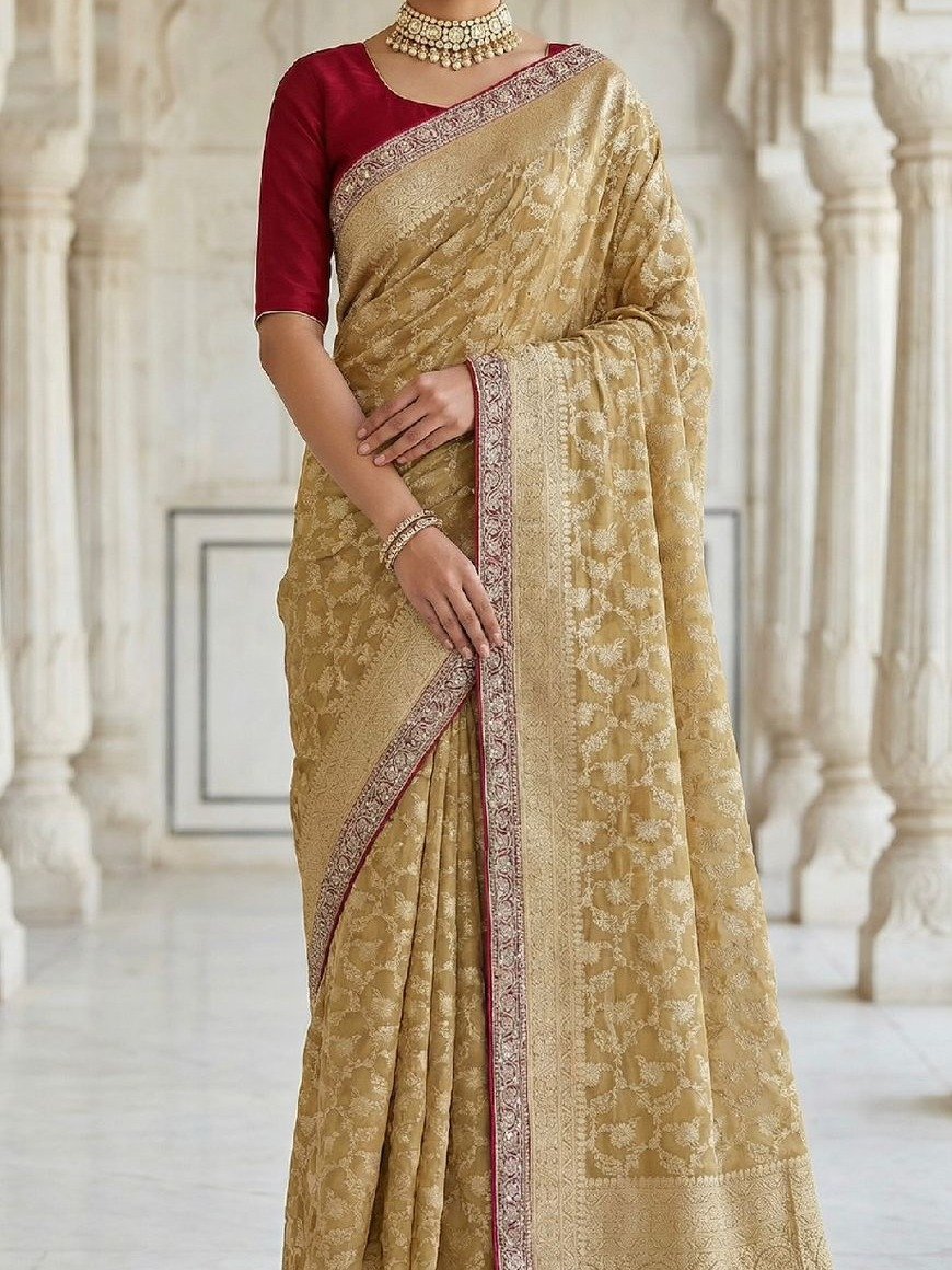  golden authentic Banarasi handloom