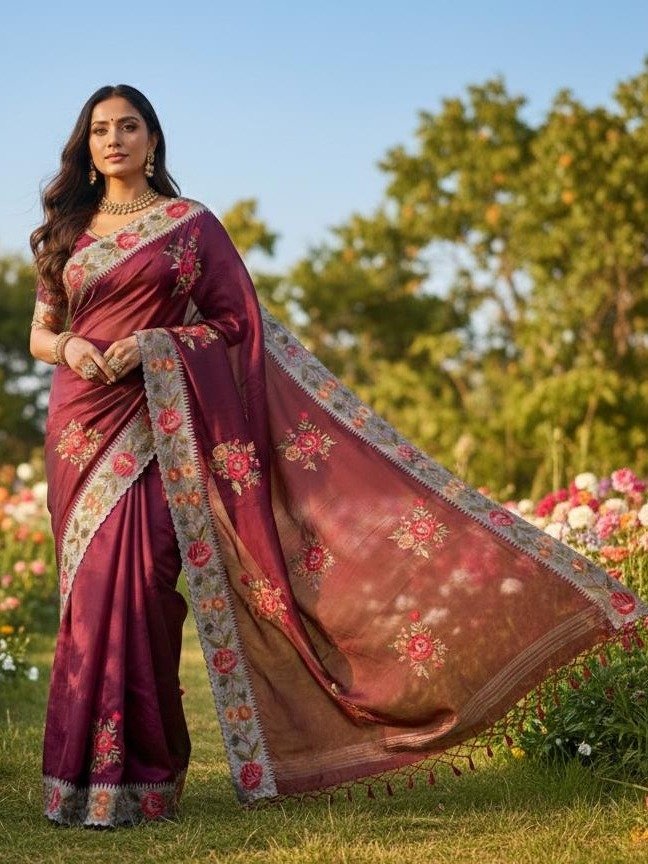 SILK SAREE WITH FABRIC BLOUSE 
