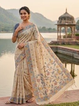  beige handloom cotton-linen