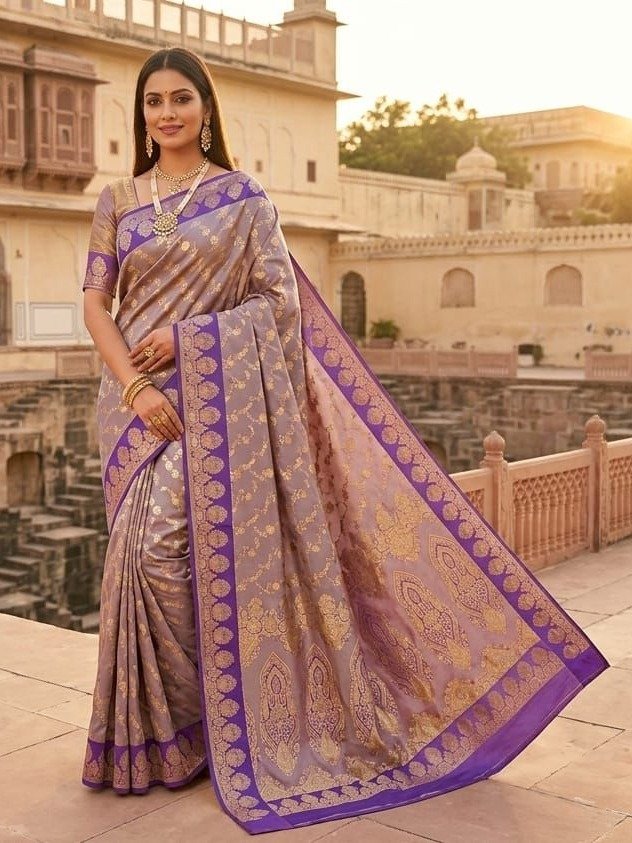 mauve or light purple Banarasi Silk