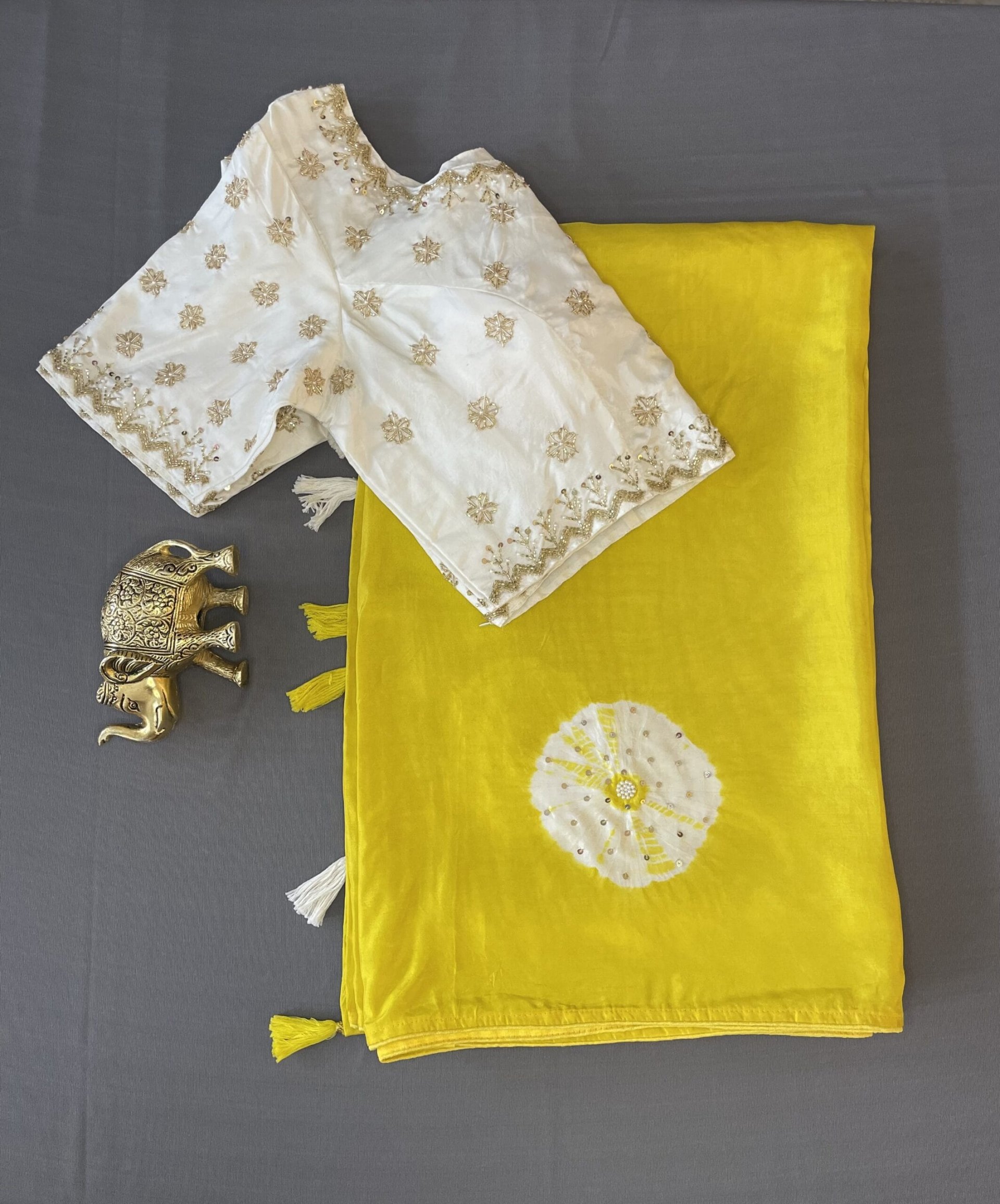 Sunflower Yellow Colour Tie & Dye Saree