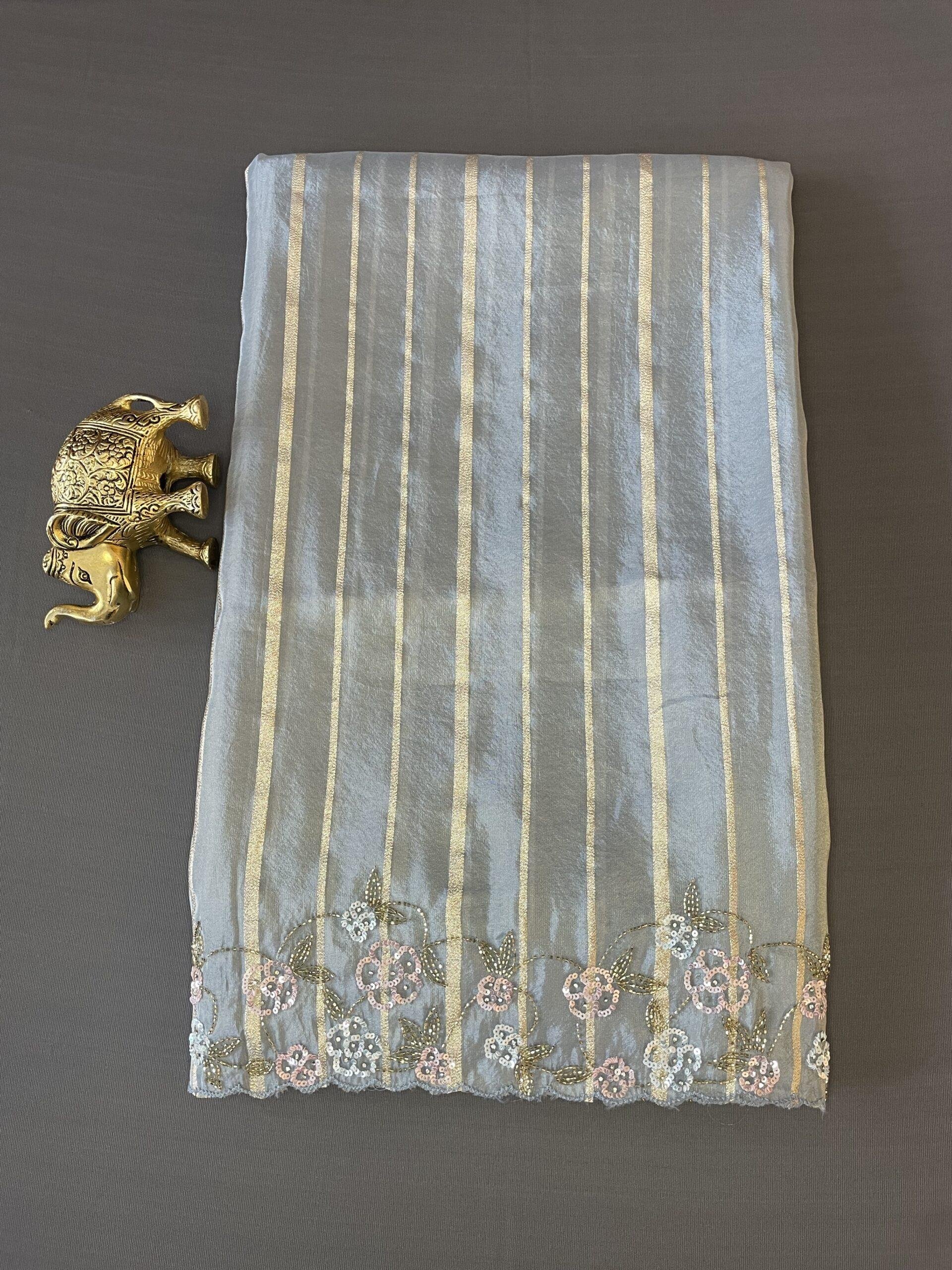 Pastel Blue Angora Silk Saree