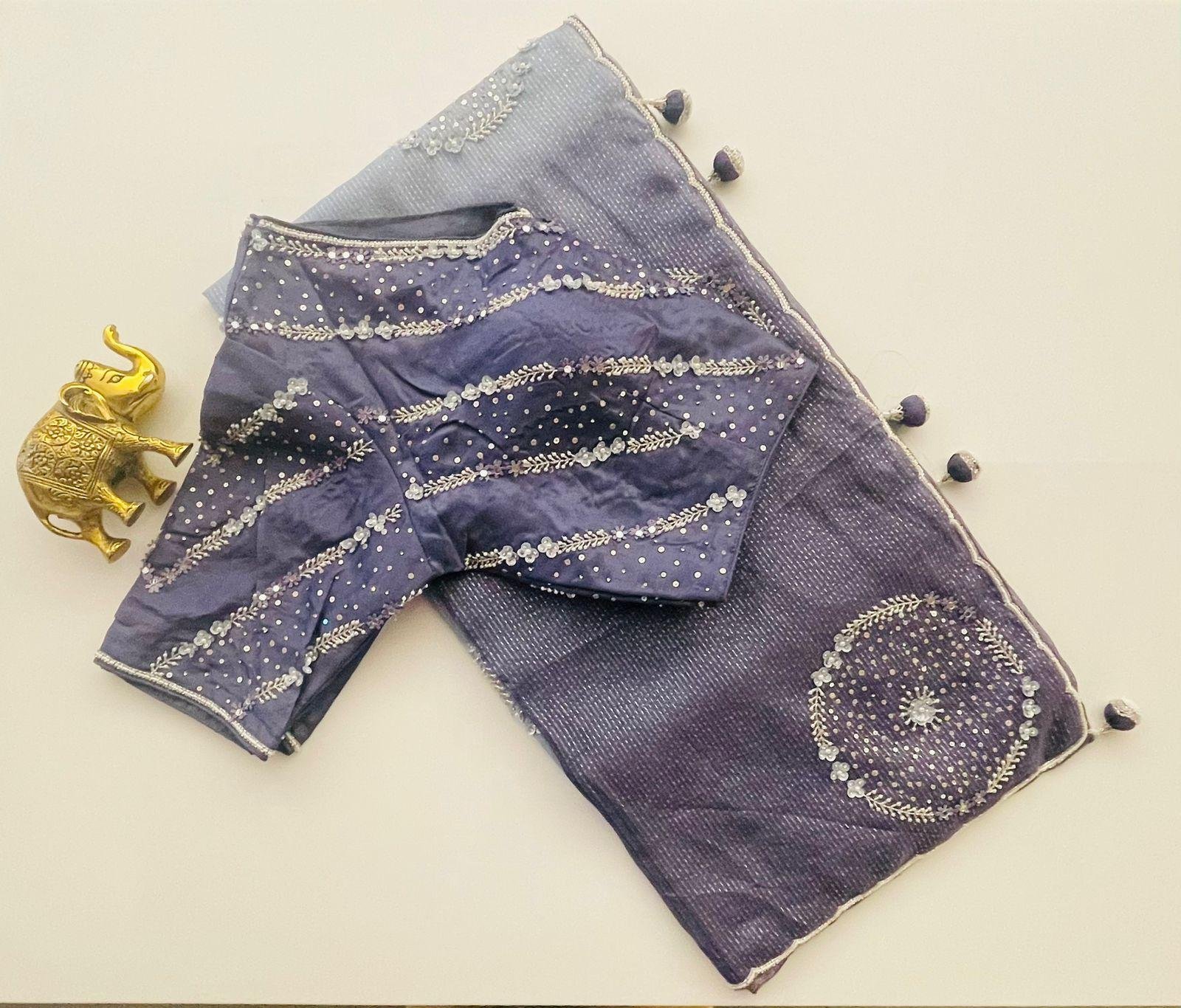 GREY STITCH BLOUSE SAREE