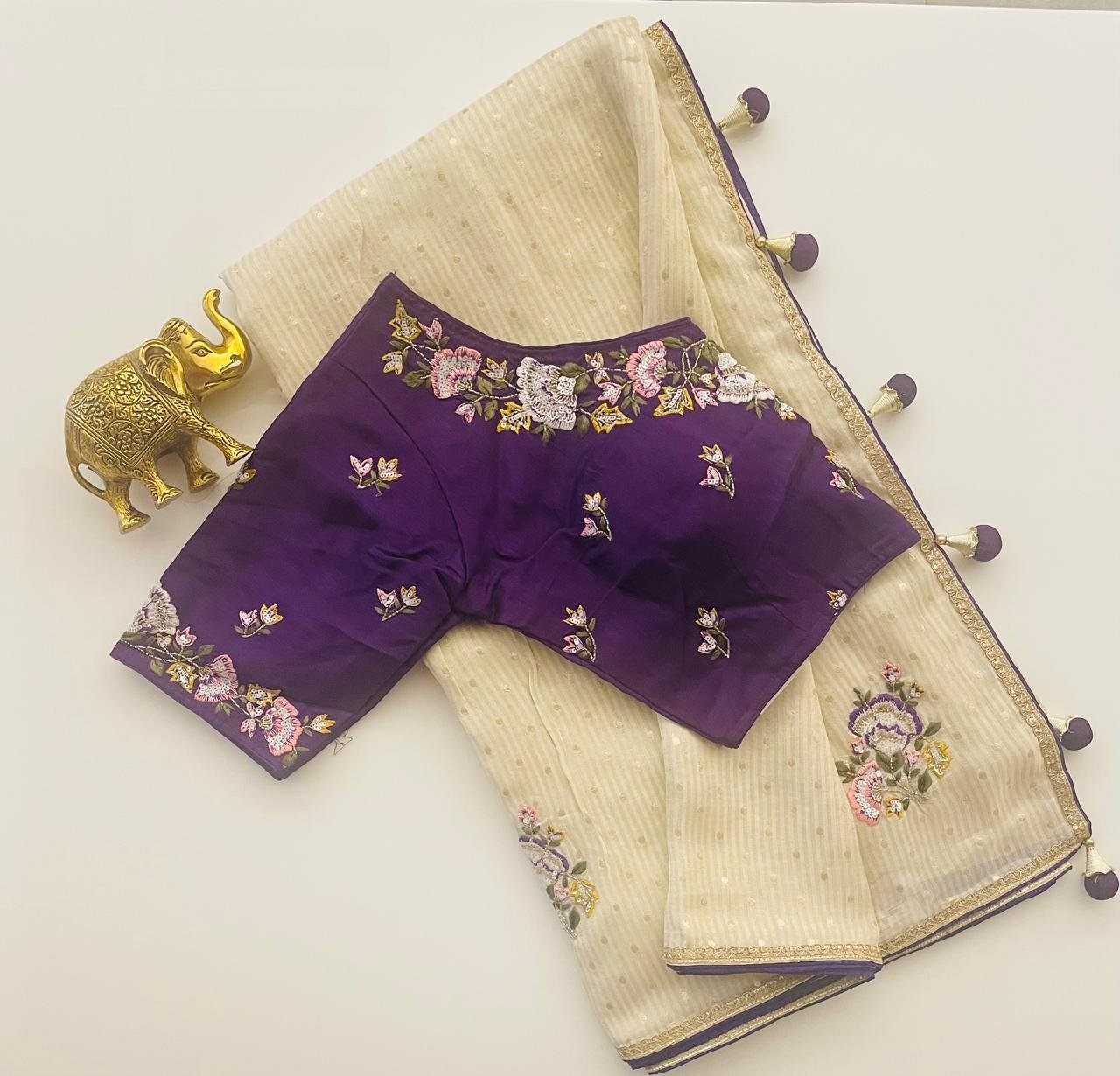 ZARI KOTA SAREE WITH STITCH BLOUSE