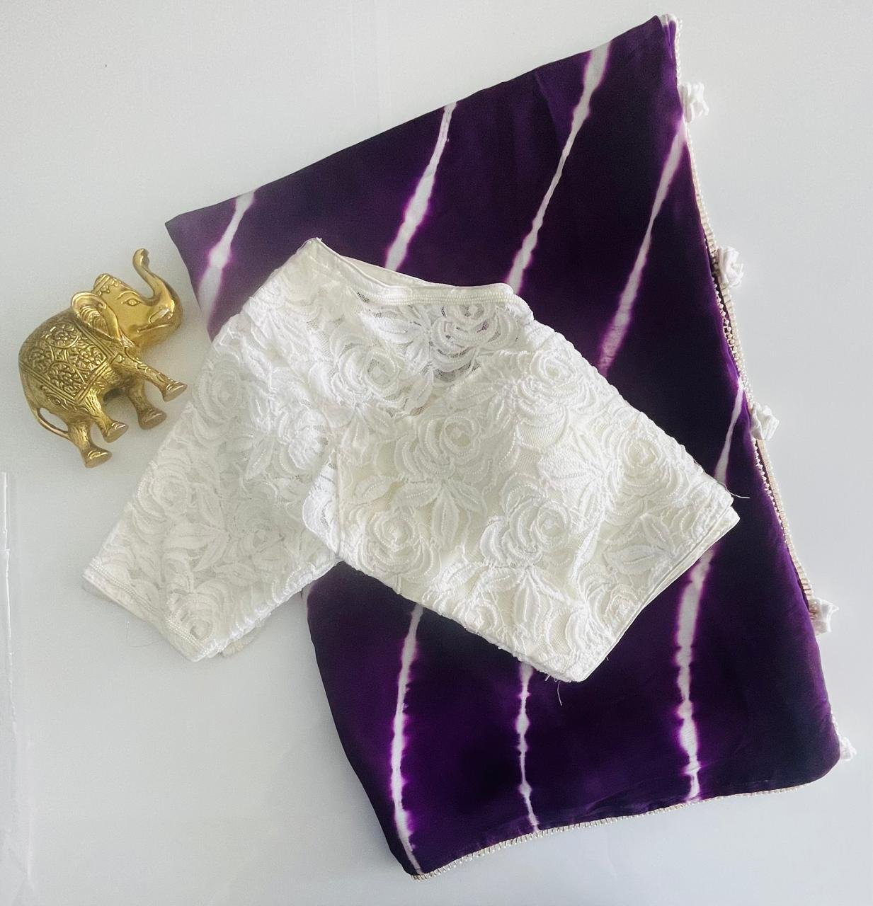 PURPLE SAREE WITH STITCH BLOUSE