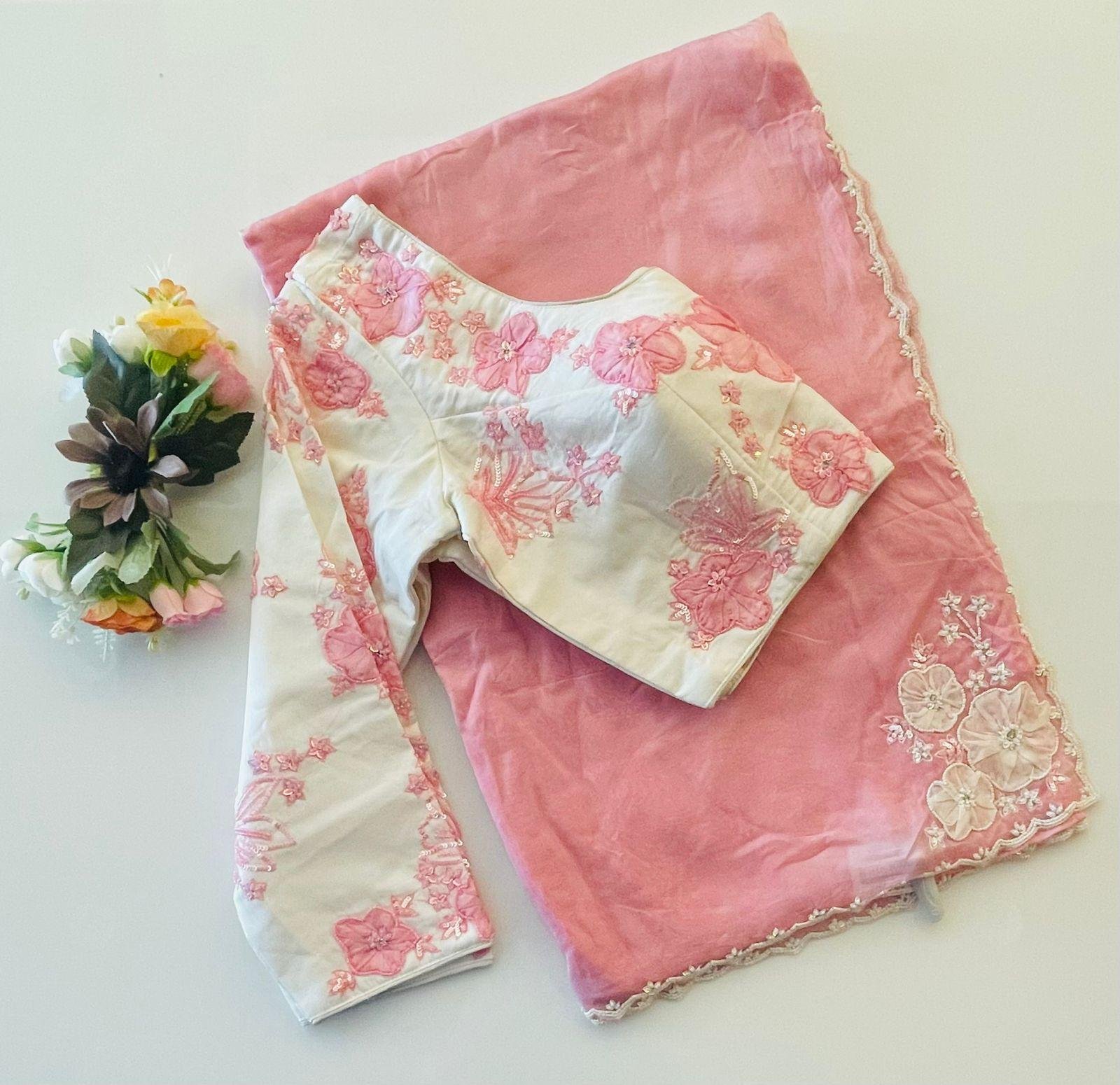 PINK SAREE WITH STITCH BLOUSE
