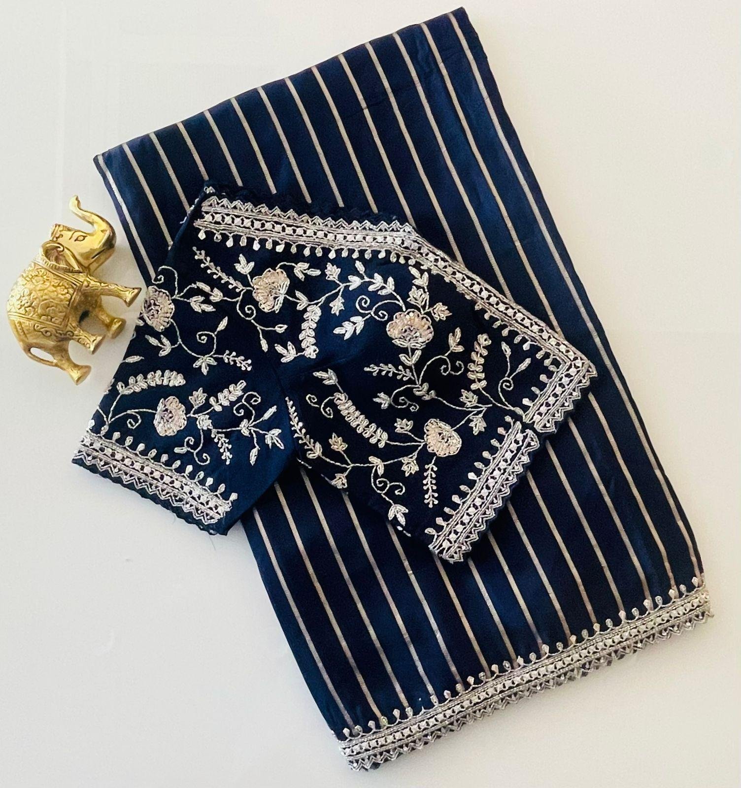 NAVY BLUE SAREE STITCH BLOUSE