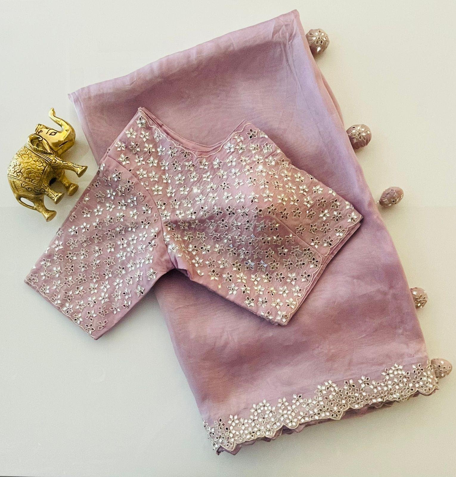 LAVENDER SAREE WITH STITCH BLOUSE