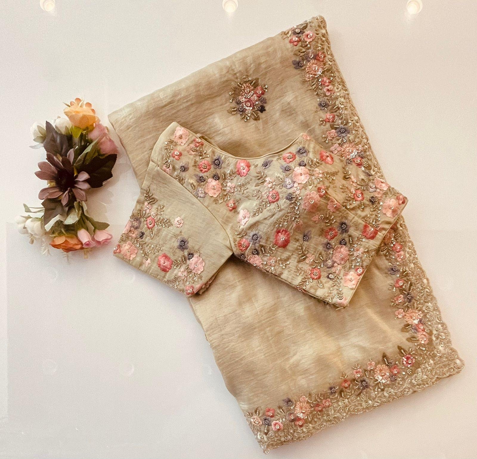 BEIGE SAREE BLOUSE