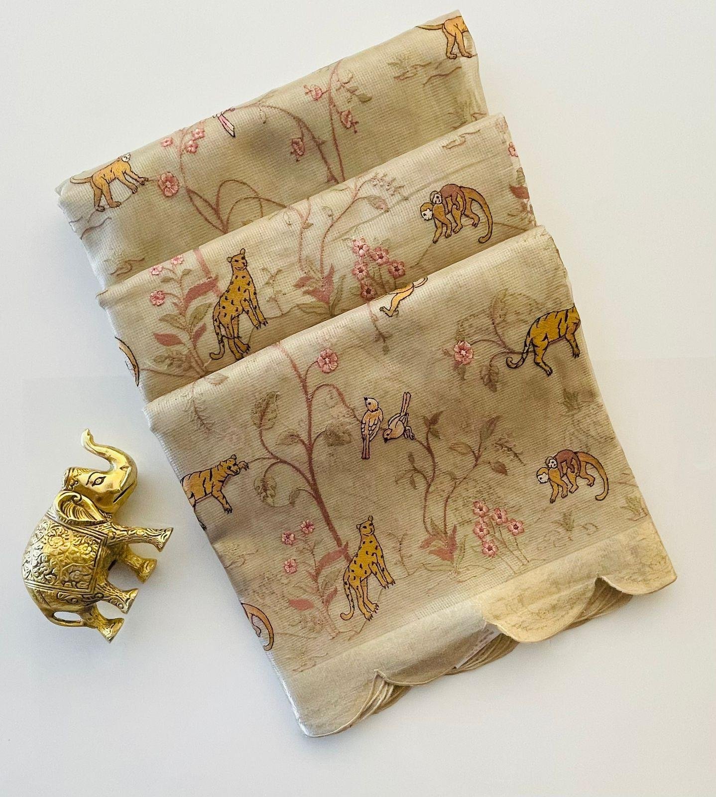 CREAM PRINTED SAREE