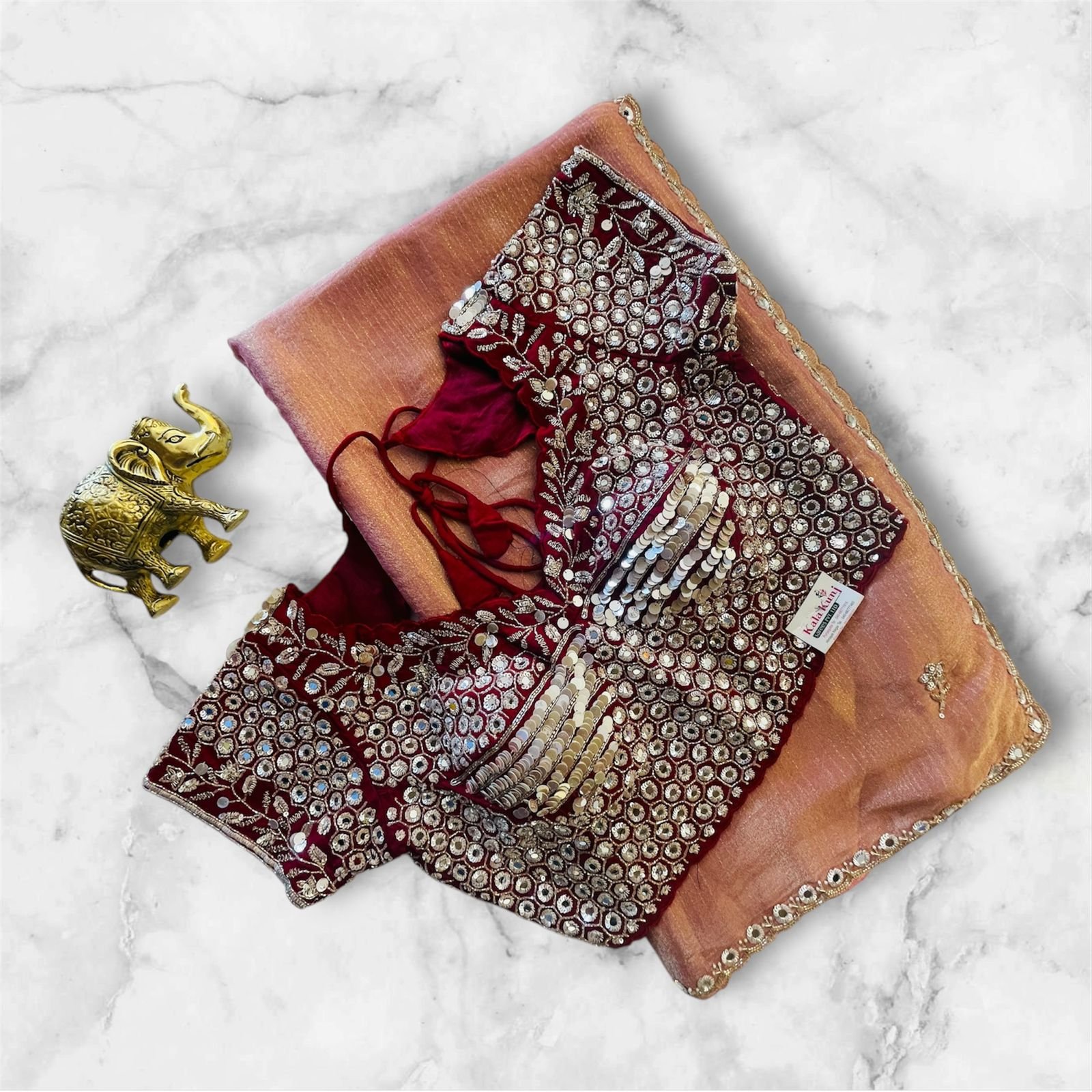 PEACH SAREE WITH BLOUSE