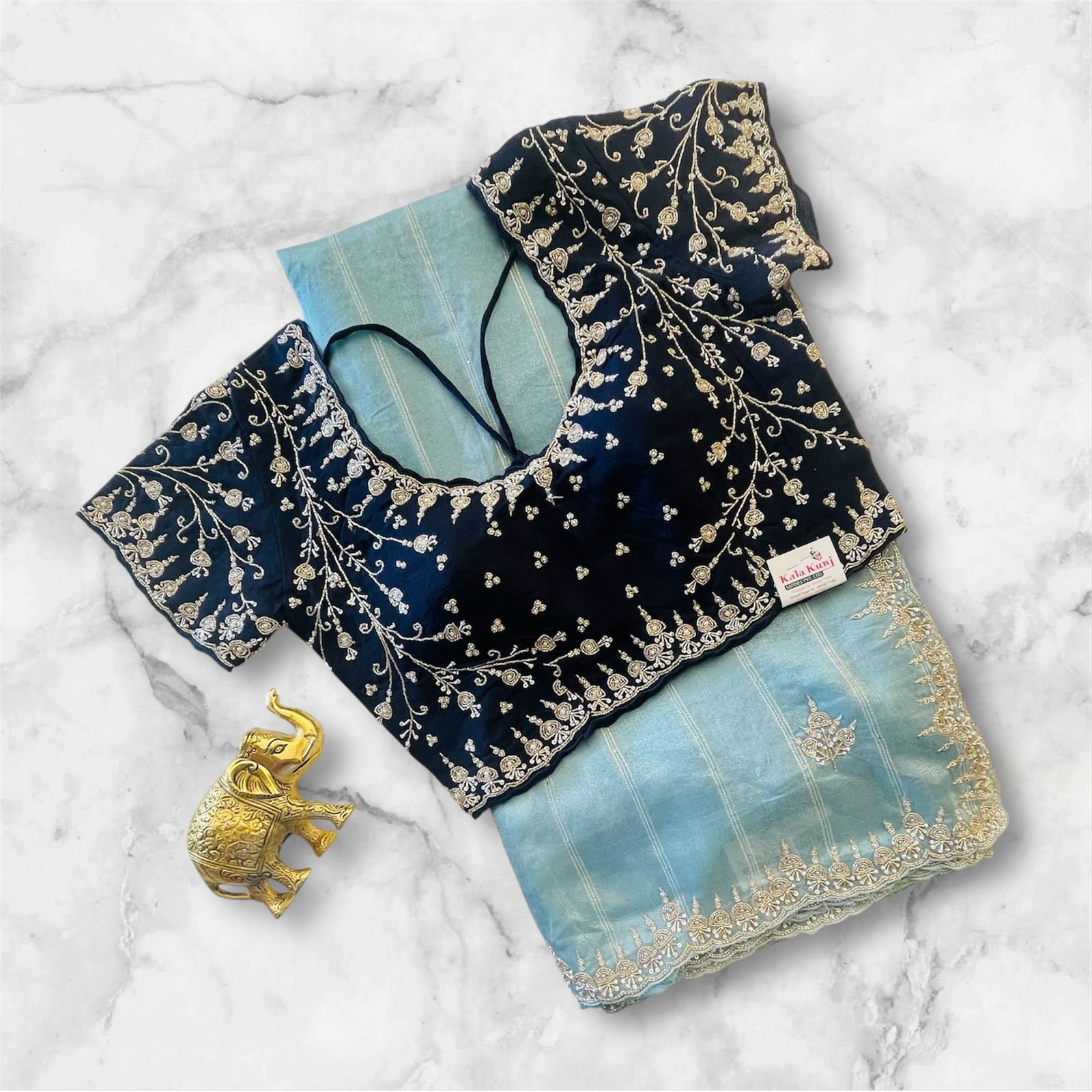 SKY BLUE SAREE WITH BLOUSE