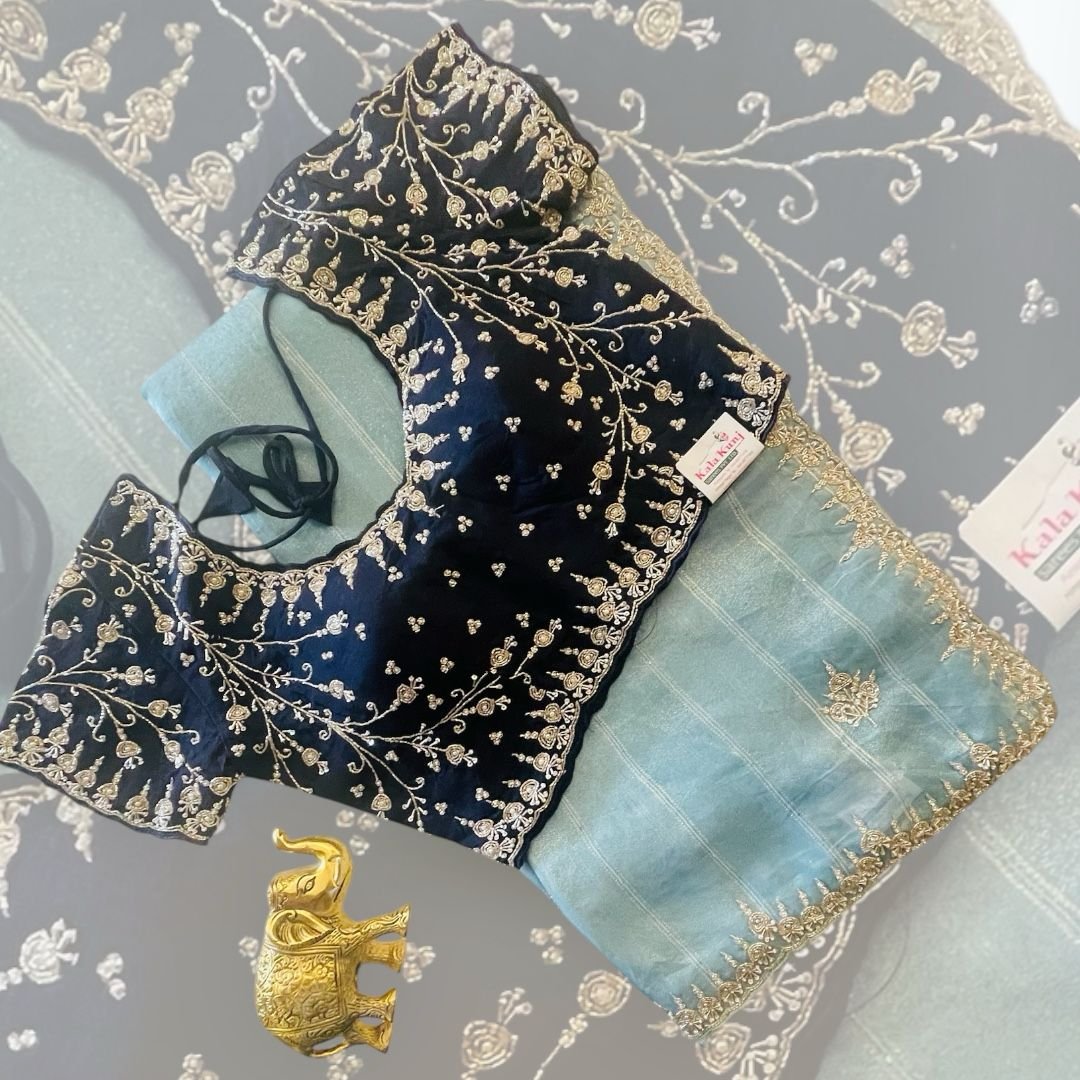 SKY BLUE SAREE WITH  BLOUSE