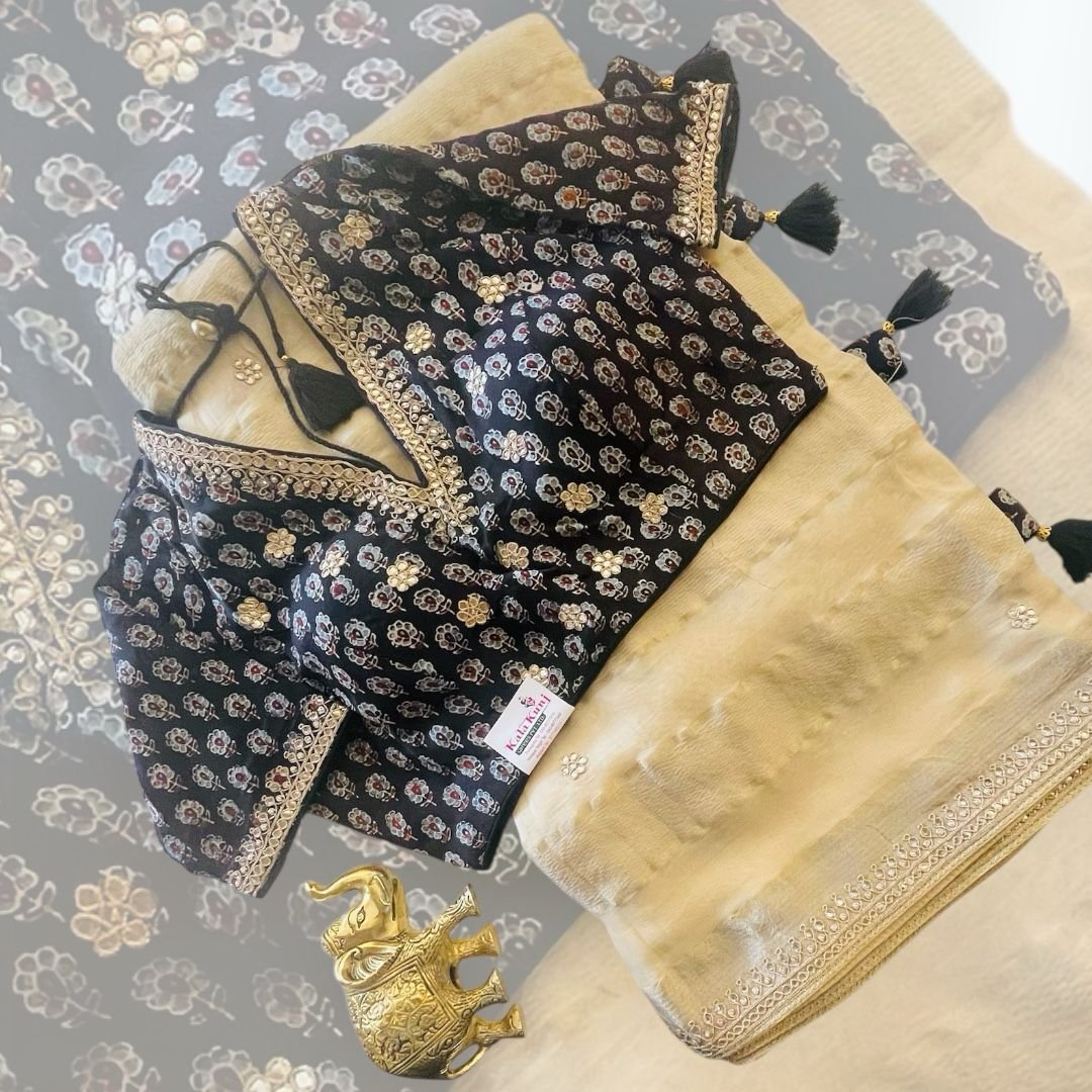 CREAM SAREE WITH BLOUSE