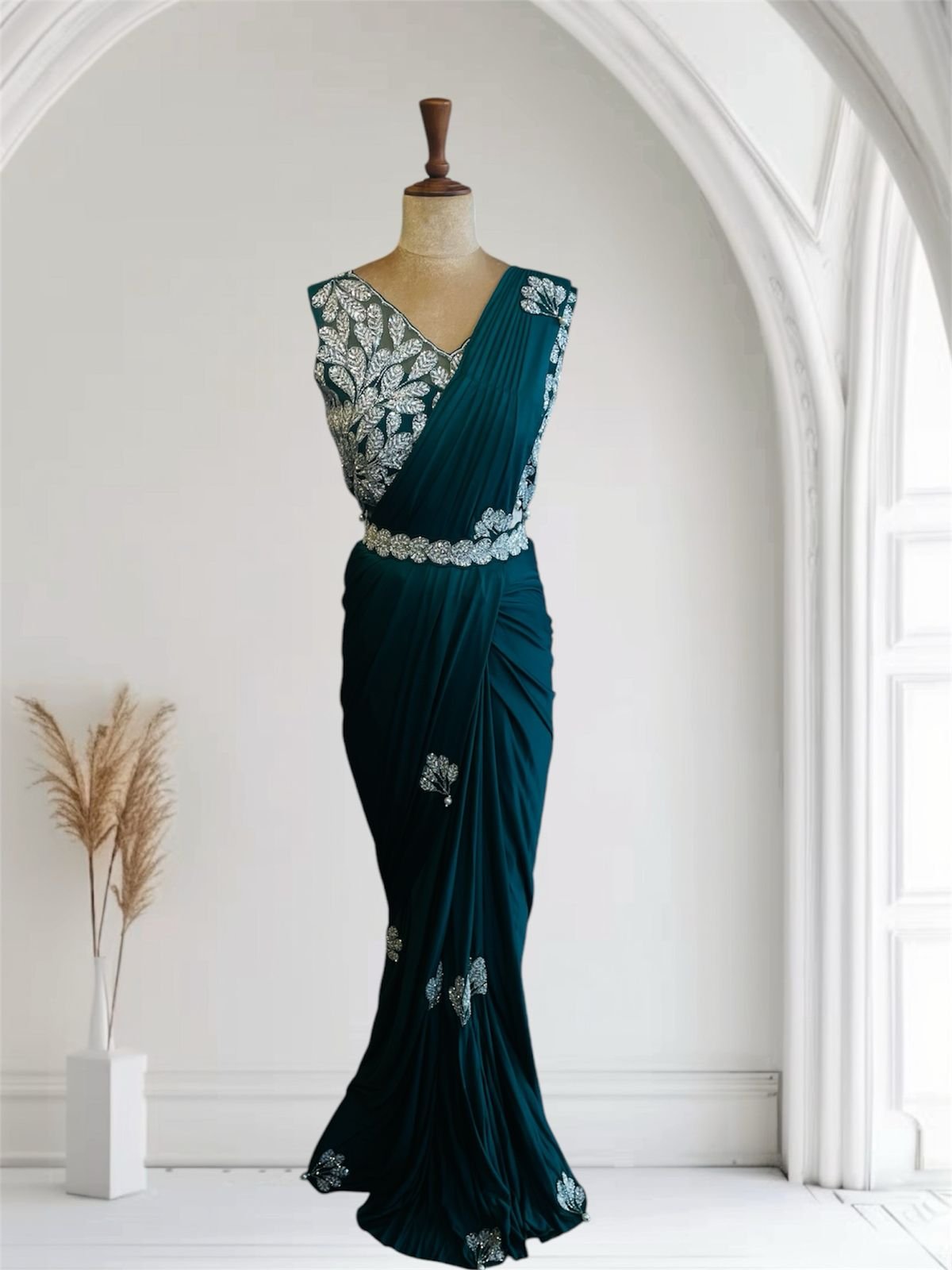 ONE MINUTE GREEN SAREE