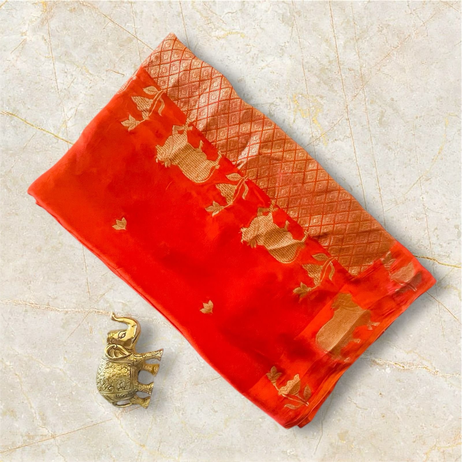 RAW MANGO ORANGE SAREE