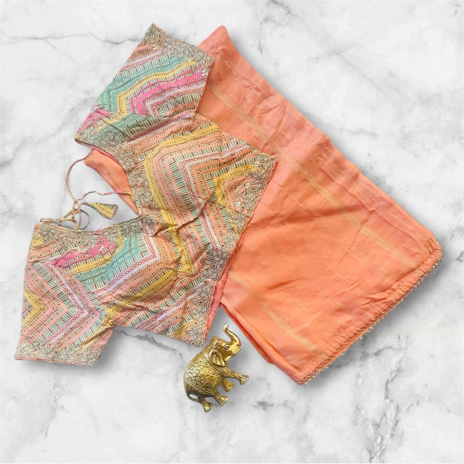 ORANGE SAREE WITH STITCH BLOUSE