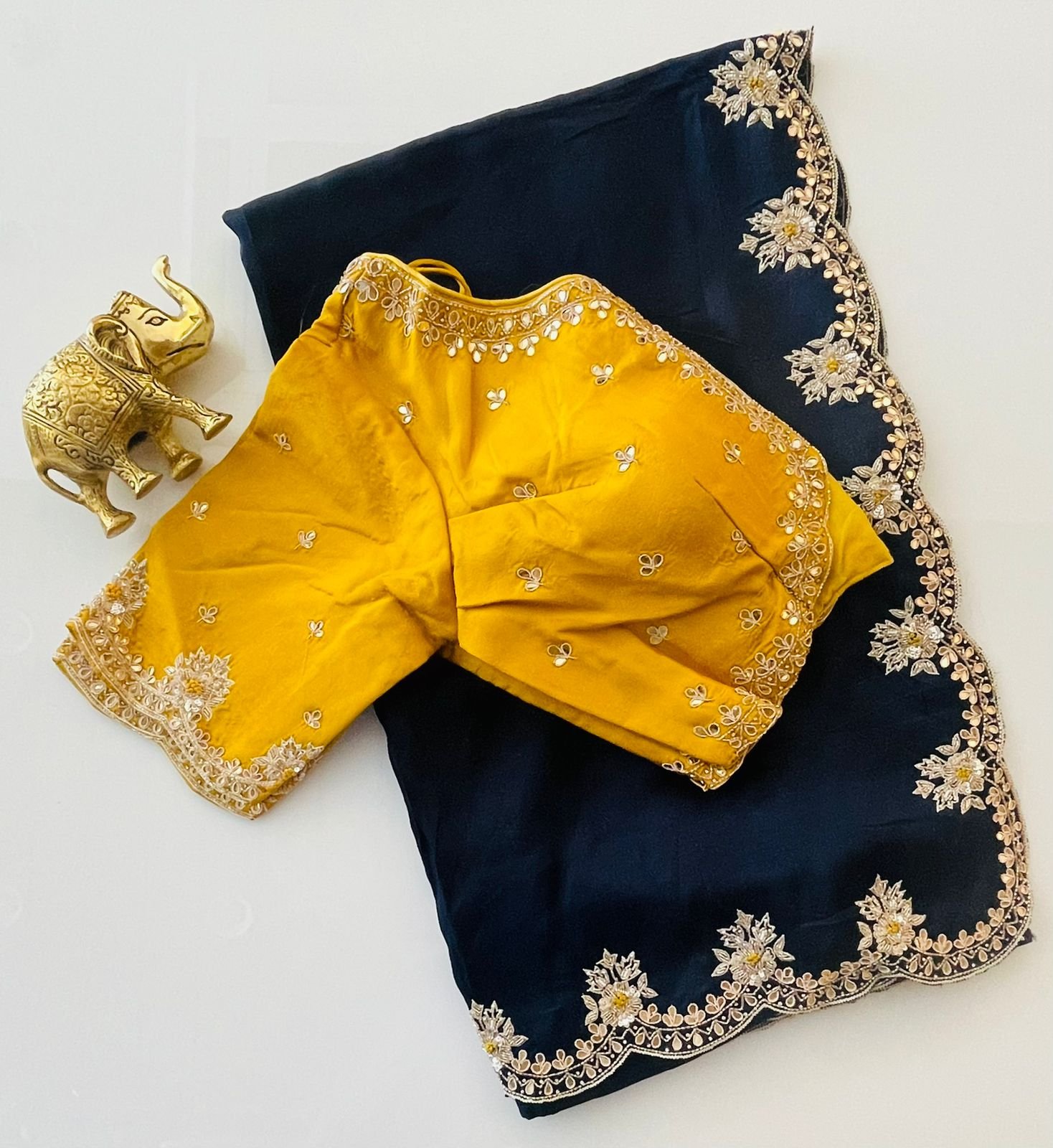 NAVY BLUE SAREE WITH BLOUSE