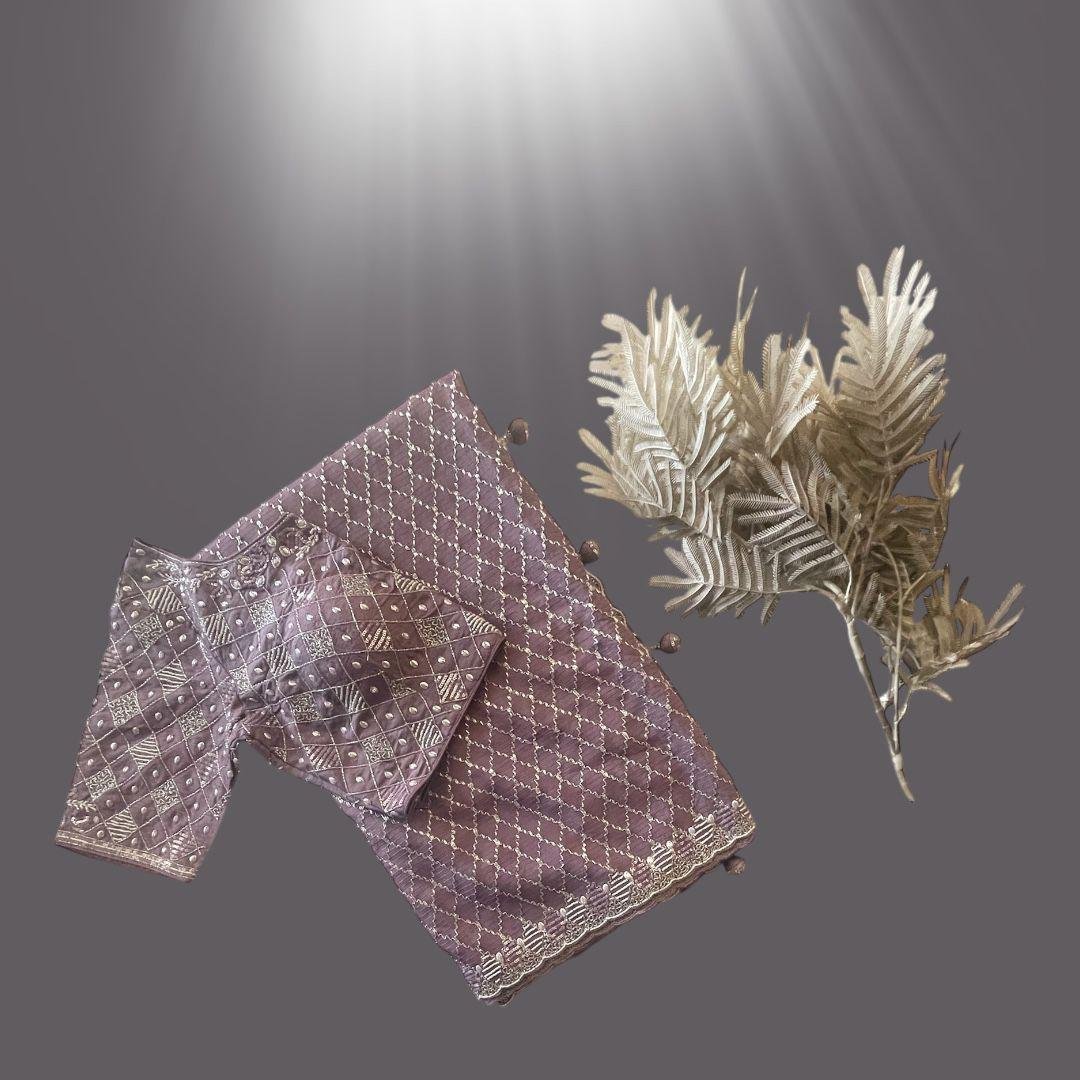 LAVENDER SAREE WITH READYMADE BLOUSE