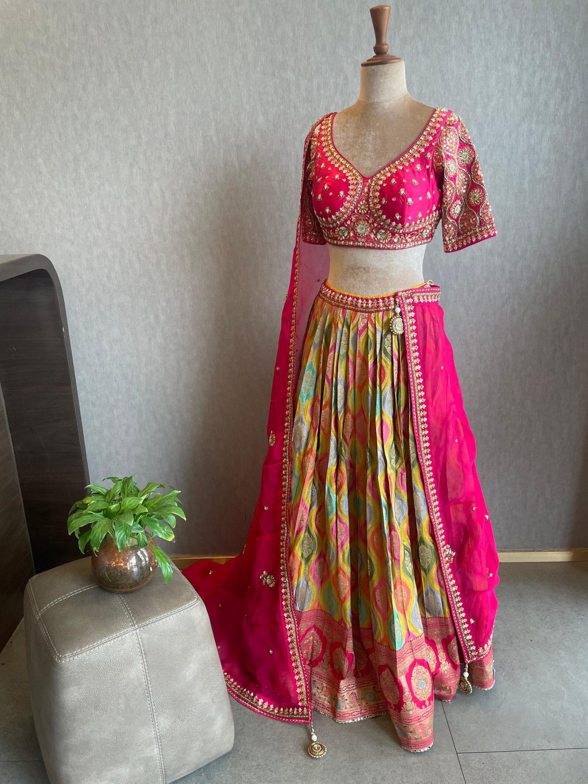 BANARAS PARTY WEAR CROPTOP MULTICOLOUR