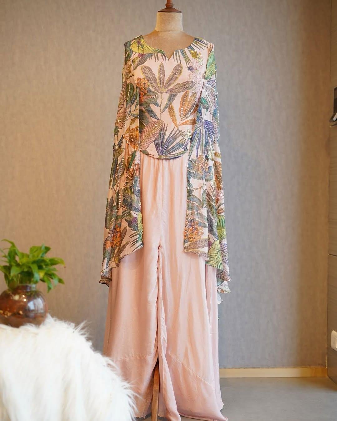 Floral Georgette Cape Set