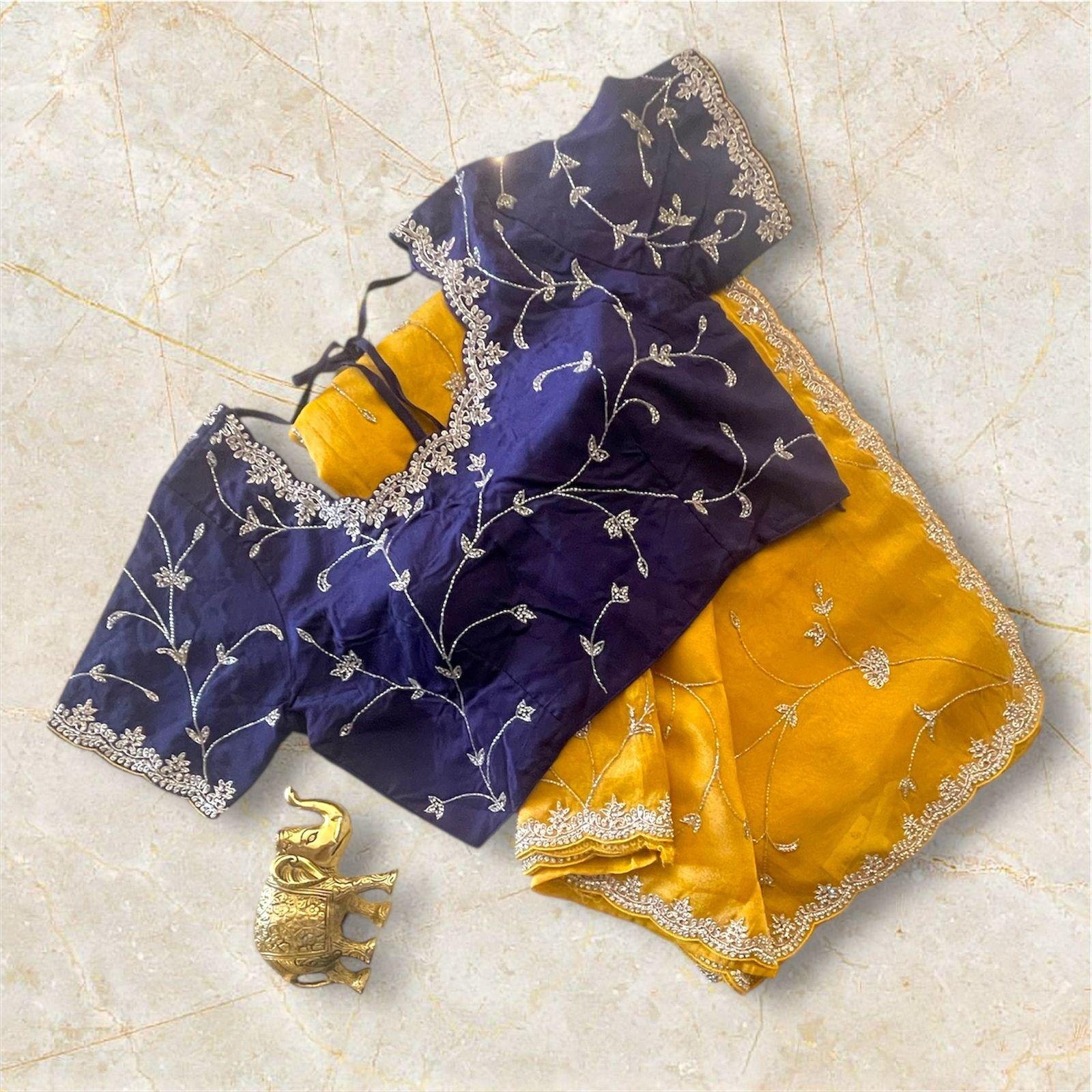 Premium Quality Tissue fabric Kolkata Zardoji Handwork Designer Party Wear Saree with blouse