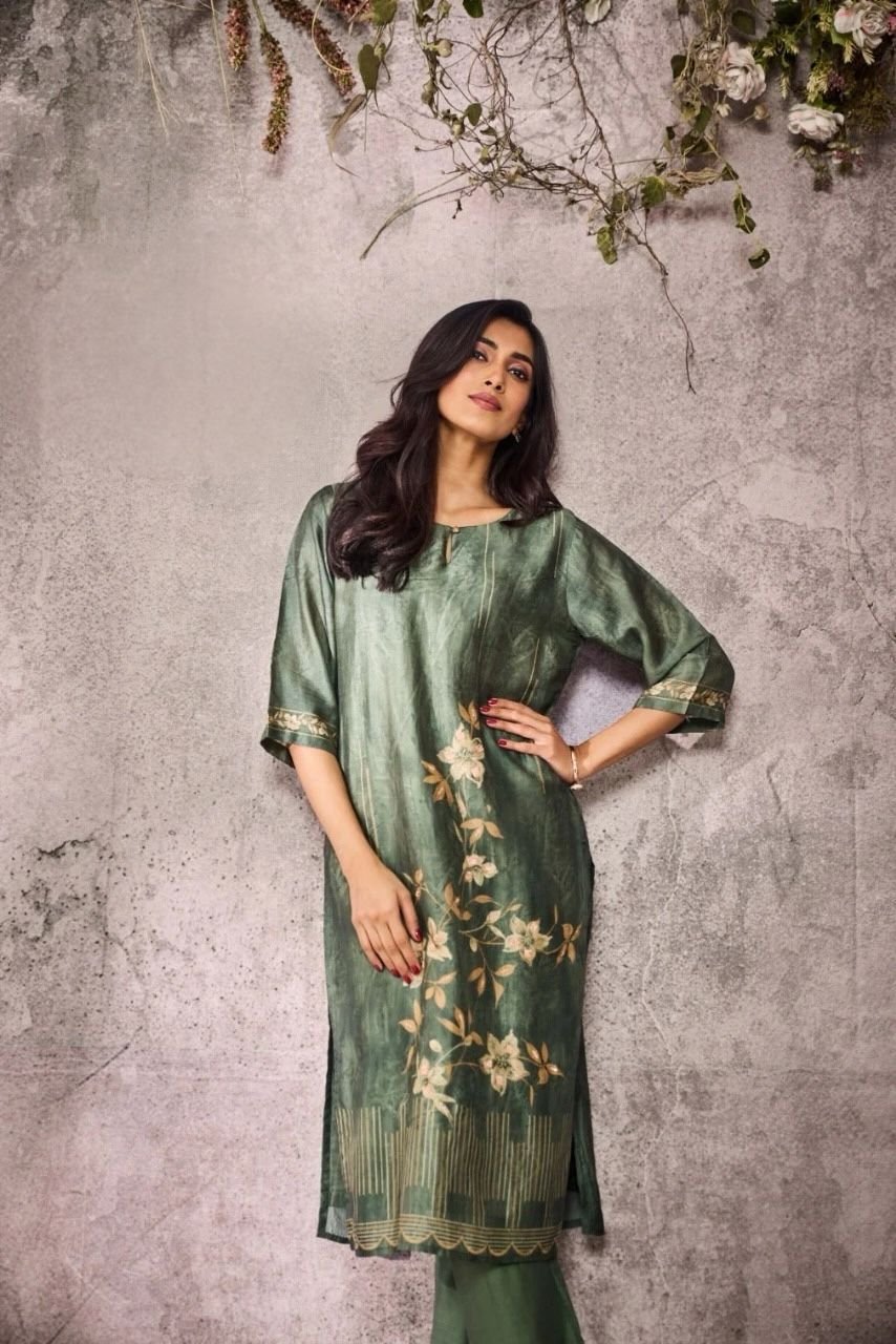GREEN Printed Crepe Kurti