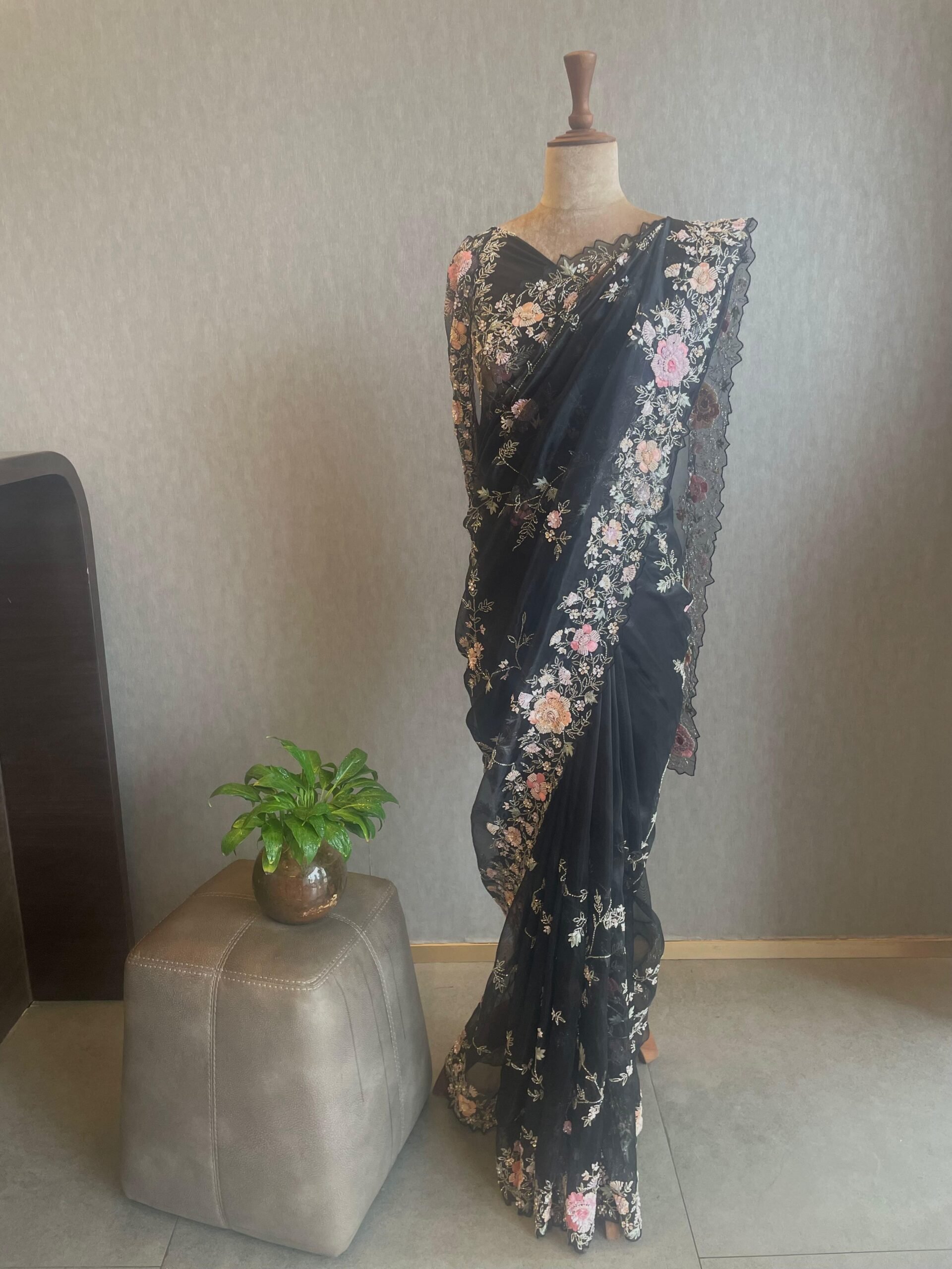 Oluquent organza saree Partywear saree blouse