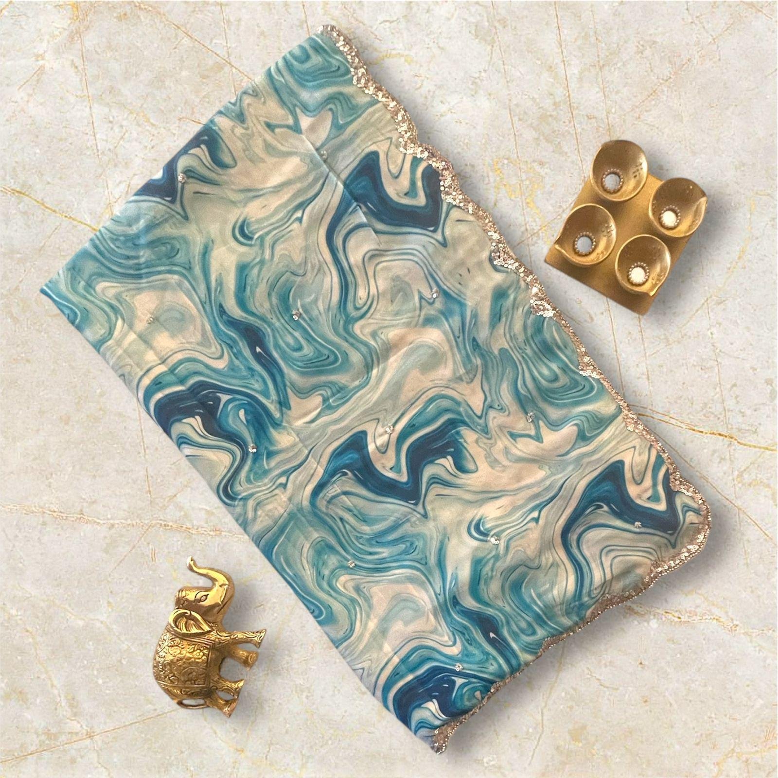 SMOKE PRINTED CREPE  SAREE