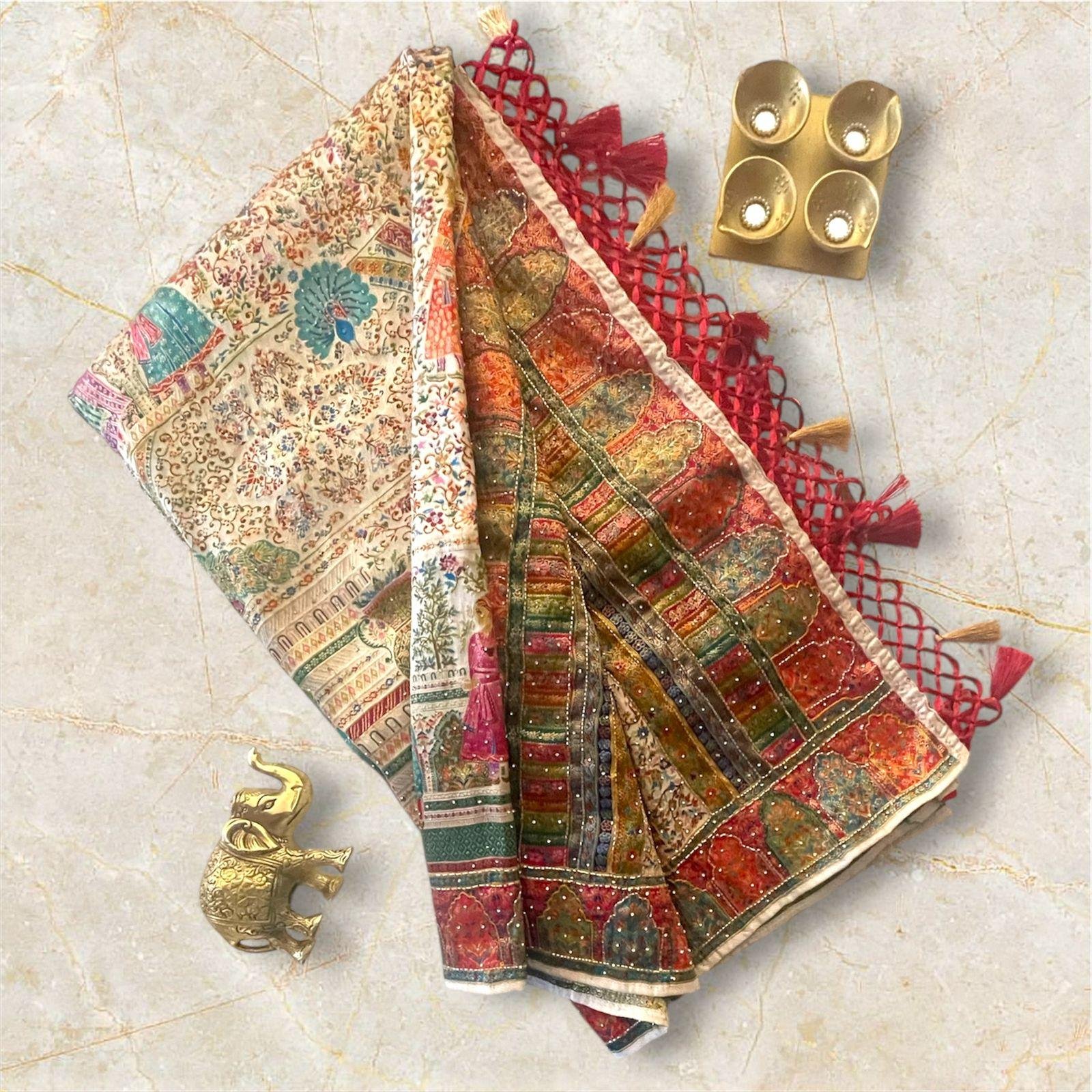 BHAGALPURI SILK SAREE WITH WORK