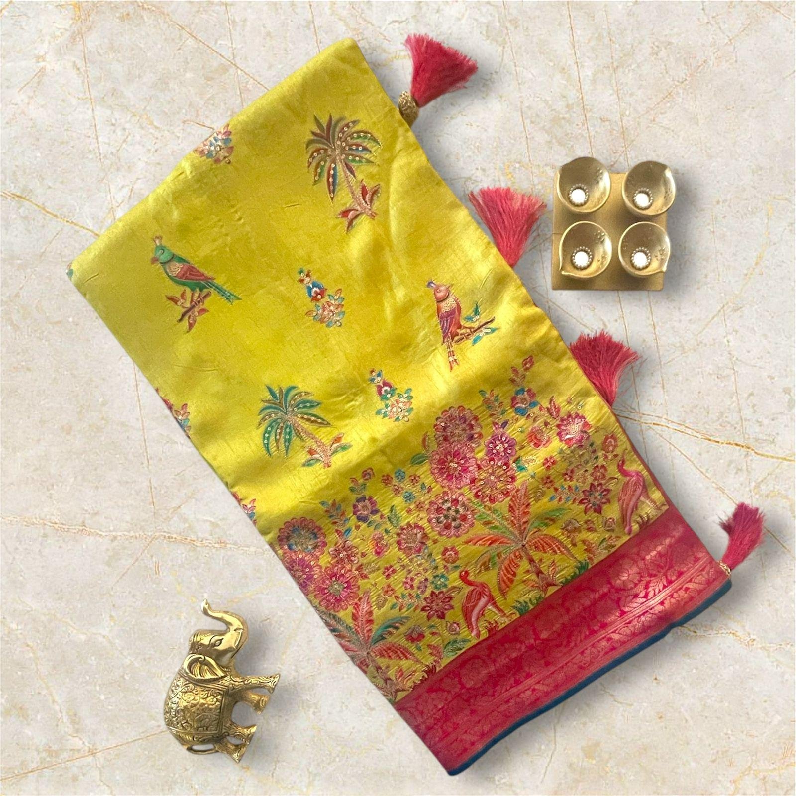 PARSI WORK PARTY WEAR SILK SAREE