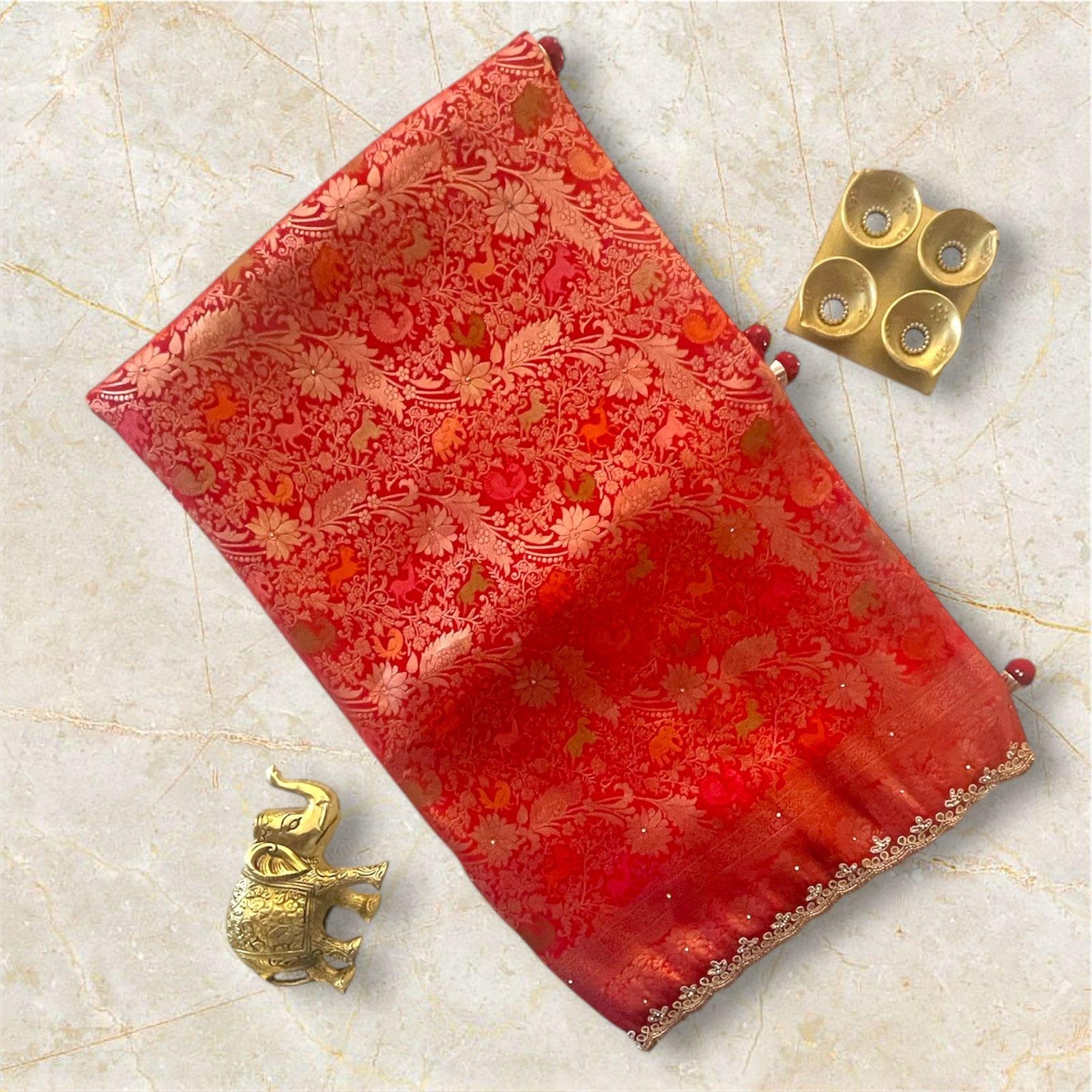 RED BANARAS SILK  SAREE